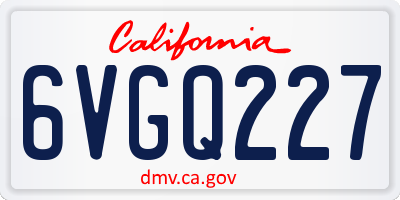 CA license plate 6VGQ227
