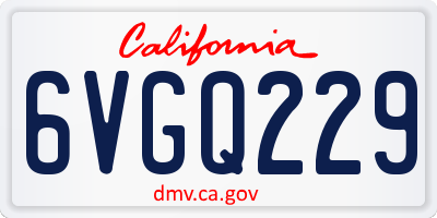 CA license plate 6VGQ229