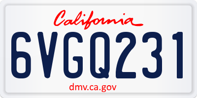 CA license plate 6VGQ231