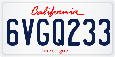 CA license plate 6VGQ233