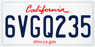CA license plate 6VGQ235