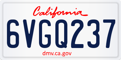 CA license plate 6VGQ237