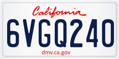 CA license plate 6VGQ240