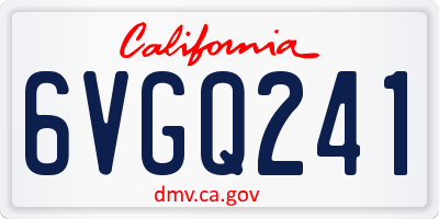 CA license plate 6VGQ241