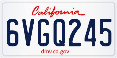 CA license plate 6VGQ245