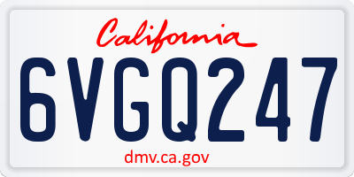 CA license plate 6VGQ247