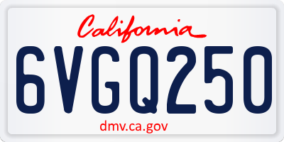 CA license plate 6VGQ250