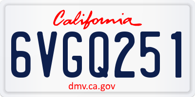 CA license plate 6VGQ251