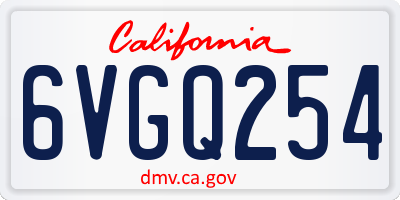 CA license plate 6VGQ254
