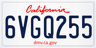 CA license plate 6VGQ255