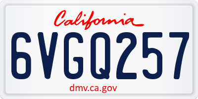 CA license plate 6VGQ257