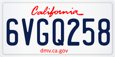 CA license plate 6VGQ258