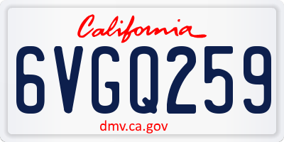 CA license plate 6VGQ259