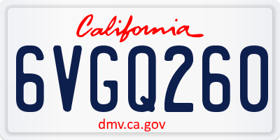 CA license plate 6VGQ260