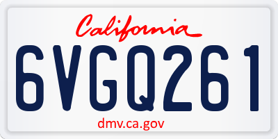 CA license plate 6VGQ261