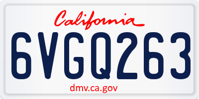 CA license plate 6VGQ263