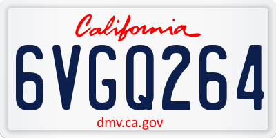 CA license plate 6VGQ264