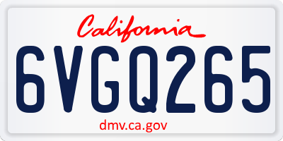 CA license plate 6VGQ265