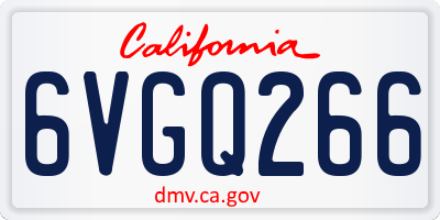 CA license plate 6VGQ266