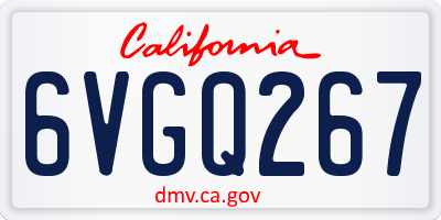 CA license plate 6VGQ267