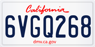 CA license plate 6VGQ268