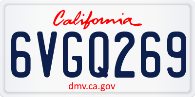CA license plate 6VGQ269