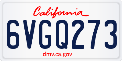 CA license plate 6VGQ273