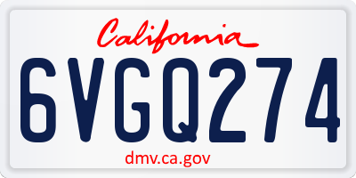 CA license plate 6VGQ274