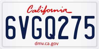 CA license plate 6VGQ275