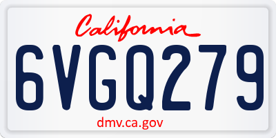 CA license plate 6VGQ279