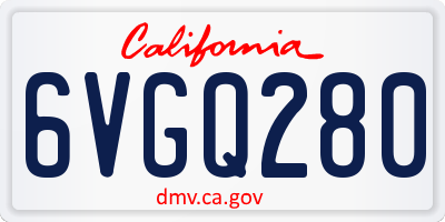 CA license plate 6VGQ280