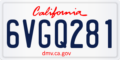 CA license plate 6VGQ281