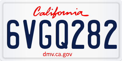 CA license plate 6VGQ282