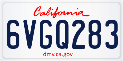 CA license plate 6VGQ283