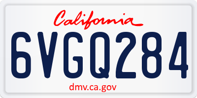 CA license plate 6VGQ284