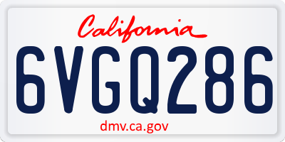 CA license plate 6VGQ286