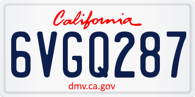 CA license plate 6VGQ287
