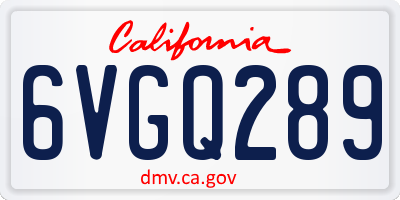 CA license plate 6VGQ289