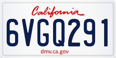 CA license plate 6VGQ291