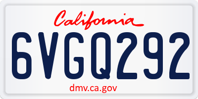 CA license plate 6VGQ292