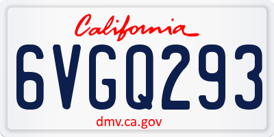 CA license plate 6VGQ293