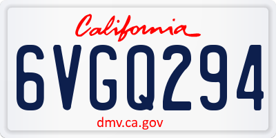 CA license plate 6VGQ294