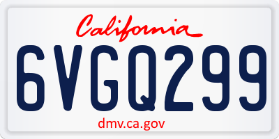 CA license plate 6VGQ299