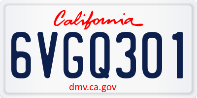CA license plate 6VGQ301
