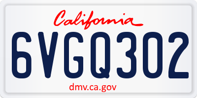 CA license plate 6VGQ302