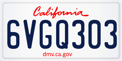CA license plate 6VGQ303