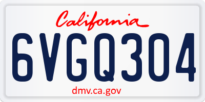 CA license plate 6VGQ304