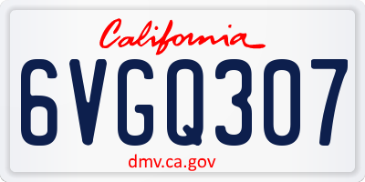 CA license plate 6VGQ307