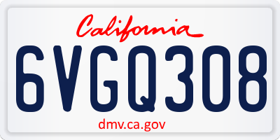 CA license plate 6VGQ308