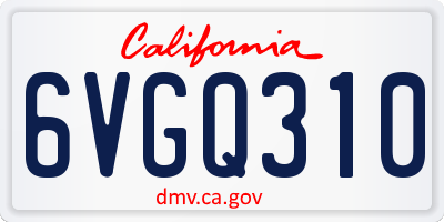 CA license plate 6VGQ310